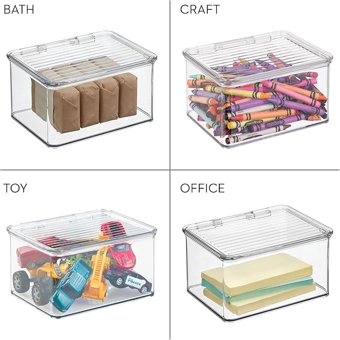 iDesign Plastic Stackable Hinged-Lid Storage Box, Freezer and Fridge - Image 3