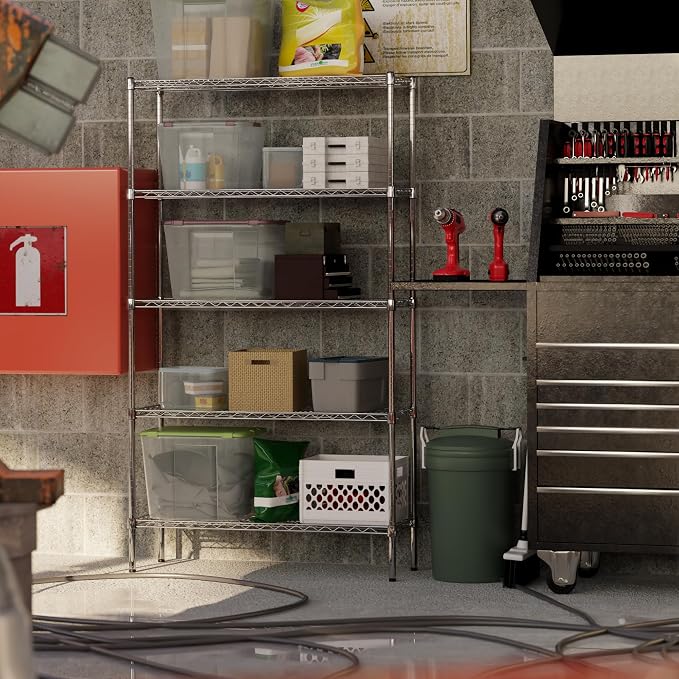 14" Deep x 42" Wide x 74" Height Wire Shelving Kit | 5-Tier | NSF Commercial - Image 2