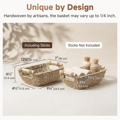 StorageWorks Small Baskets for Shelf, Seagrass Woven Basket - Image 3