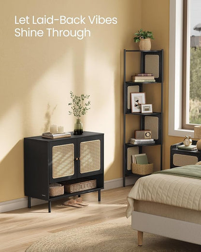 VASAGLE Natural Rattan 3-Tier Shoe Cabinet, 16 Pair Shoe Storage Cabinet - Image 7