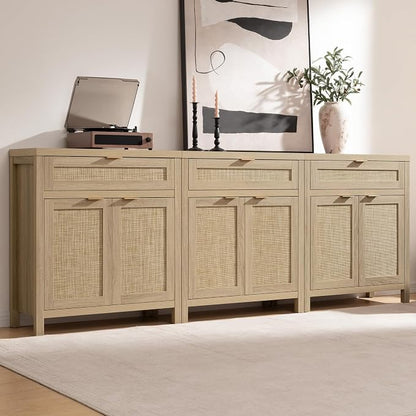 SICOTAS Sideboard Buffet Storage Cabinet Set of 2, Rattan Credenza Buffet Table - Image 10