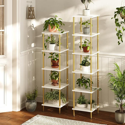 HOOBRO 6-Tier Corner Shelf, Corner Square Rack Display Shelf, Tall Storage Rack - Image 8