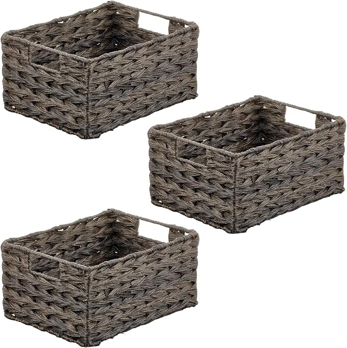 mDesign Woven Farmhouse Kitchen Pantry Food Storage Organizer Basket Bin Box - Image 9