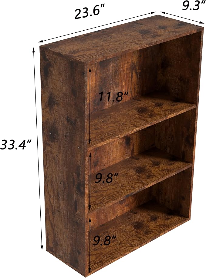 Wooden 3 Cube Storage Organizer, 3 Tier Low Bookcase Storage Display Organizer - Image 3
