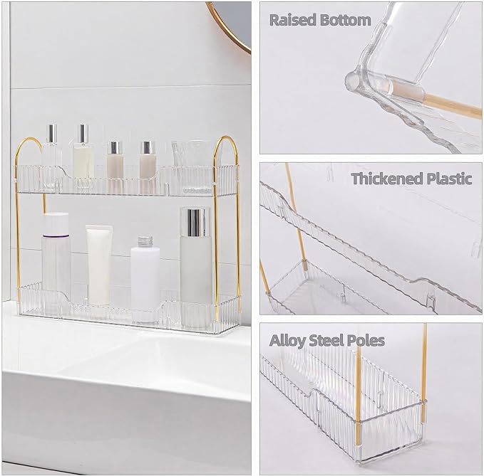 YCIA&DONE 2 Tiers Narrow Vanity Makeup Organizer, Bathroom Organizer Countertop - Image 3