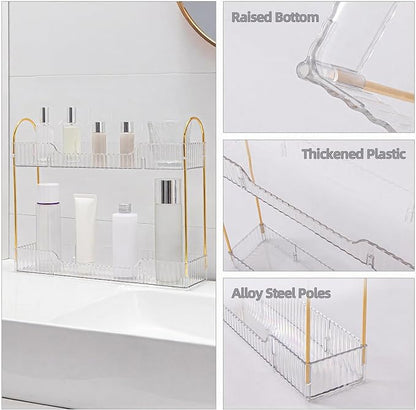 YCIA&DONE 2 Tiers Narrow Vanity Makeup Organizer, Bathroom Organizer Countertop - Image 3