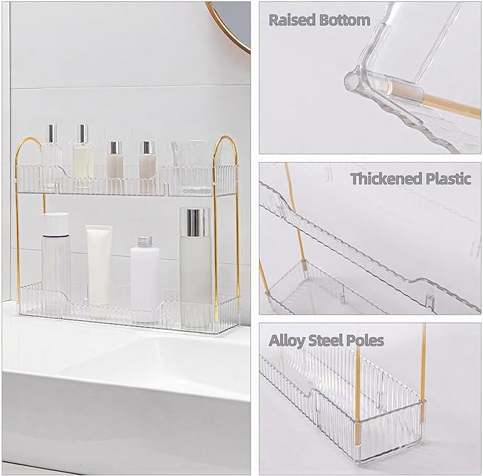 Bathroom Countertop Organizer, 2-Tier Slim Vanity Storage Rack - Image 8