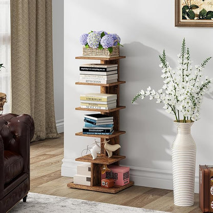 TUTOTAK Book Shelf, Narrow Spine Bookshelf, 6-Tier Bookcase - Image 6