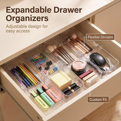 8-Piece Kitchen Storage and Organization Set | Expandable Drawer Organizer Bins - Image 5