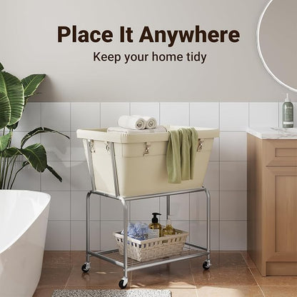ELYKEN Laundry Cart with Wheels, Rolling Laundry Hamper with Removable Bag and - Image 8