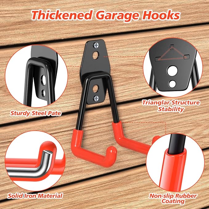30 Pack Heavy Duty Garage Hooks, Solid Steel Wall Mount Hangers, - Image 3