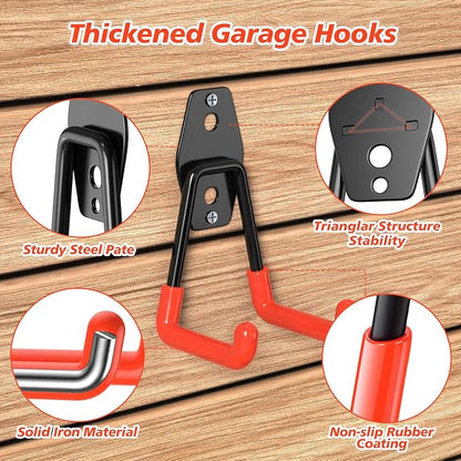 30 Pack Heavy Duty Garage Hooks, Solid Steel Wall Mount Hangers, - Image 3