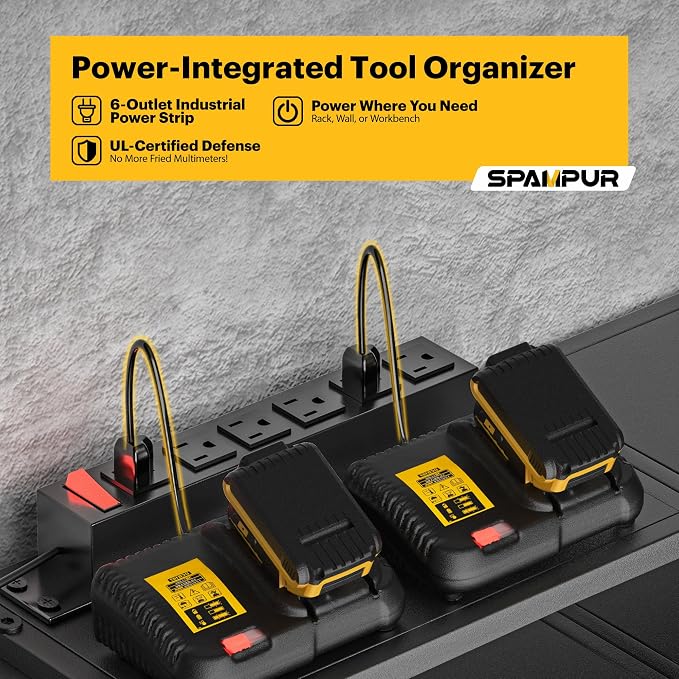 Heavy Duty 4-Tier Power Tool Organizer Wall Mount Rack, Quick Assembly Tool - Image 3