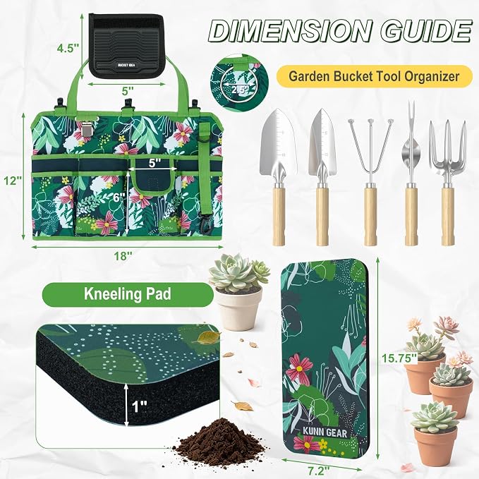 KUNN 5 Gal Garden Bucket Tool Organizer & Kneeling Pad Set, Garden Caddy | - Image 2