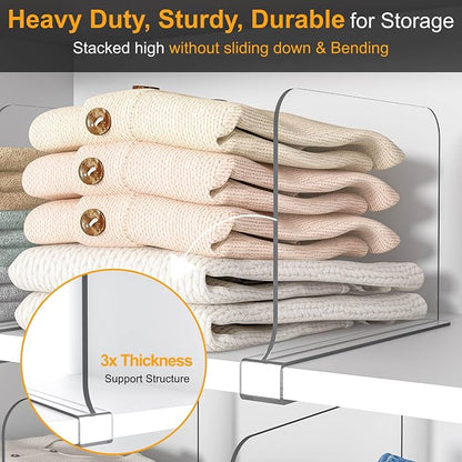 OKPOW Shelf Dividers for Closet Organization: 8" Tall X 12" Deep Acrylic Clear - Image 4