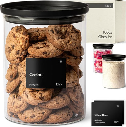 KIVY Large Glass Jar with transparent Glass Lid Sealed glass canisters with by KIVY