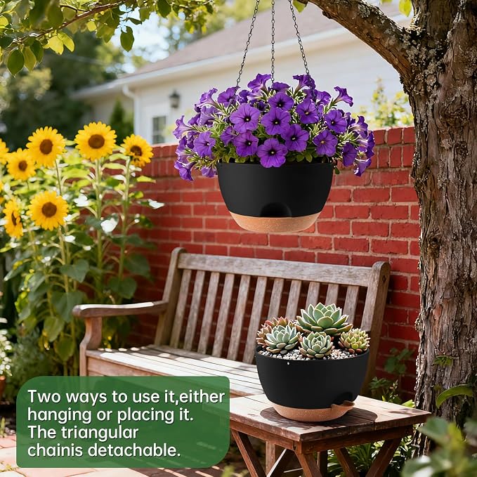 13-inch Oversized Hanging Planter Set of Two, Planters - Image 2