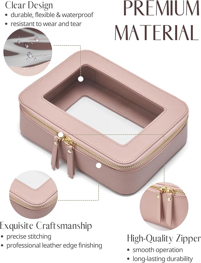 Popvibe Clear Makeup Bag Travel Cosmetic Case Transparent Toiletry Bag - Image 2