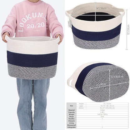 Sea Team Oval Large Cotton Rope Woven Storage Basket - Image 7