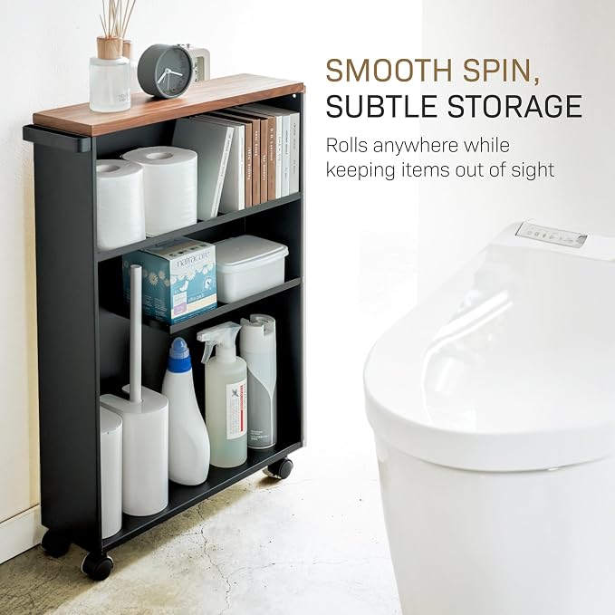 YAMAZAKI Home Slim Rolling Storage Cart – Narrow Bathroom Storage Cabinet - Image 5