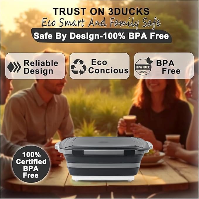 Collapsible BBQ Prep Tub 16L Black | Portable Meat Marinating Container - Image 8