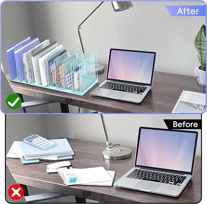 9-Section Desk File Organizer, Vertical File Holder, Mesh Desktop File Folder - Image 6
