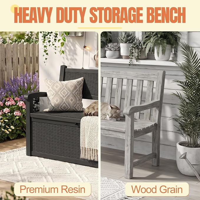 Storage Bench Outdoor Deck Box, 100 Gallon Waterproof & UV Resistant Lockable - Image 5