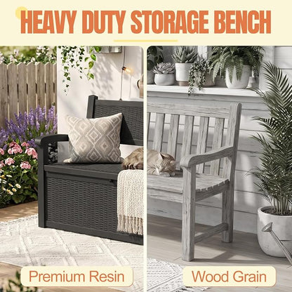 Storage Bench Outdoor Deck Box, 100 Gallon Waterproof & UV Resistant Lockable - Image 5