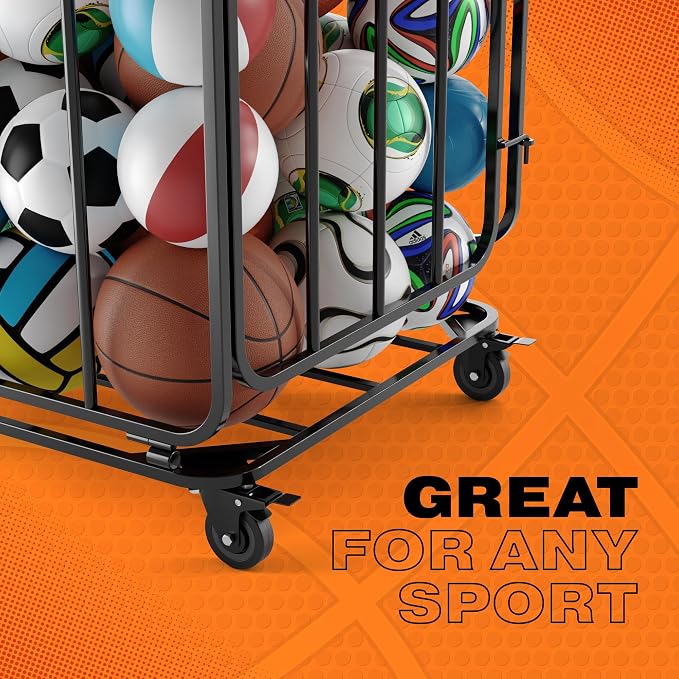Houseables Ball Cart, Ball Storage, Basketball Cart, Basketball Storage Bin - Image 5