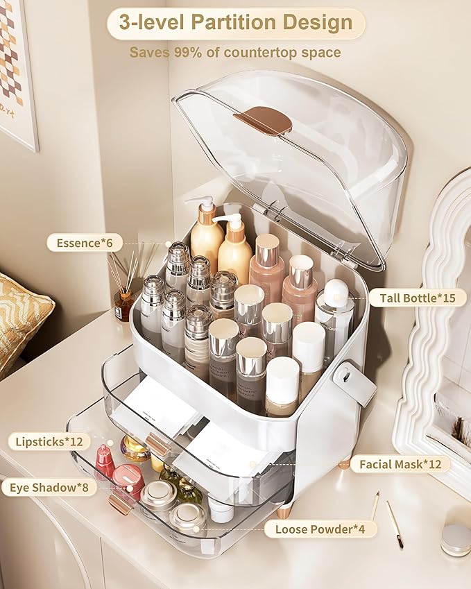 Makeup Organizer Countertop, Skincare Holder Bathroom Counter Organizer - Image 3