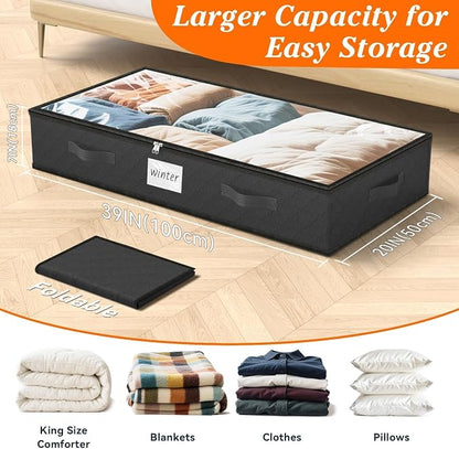 SpaceWhisper 90L Under Bed Storage Containers, Foldable Closet Organizers and - Image 2