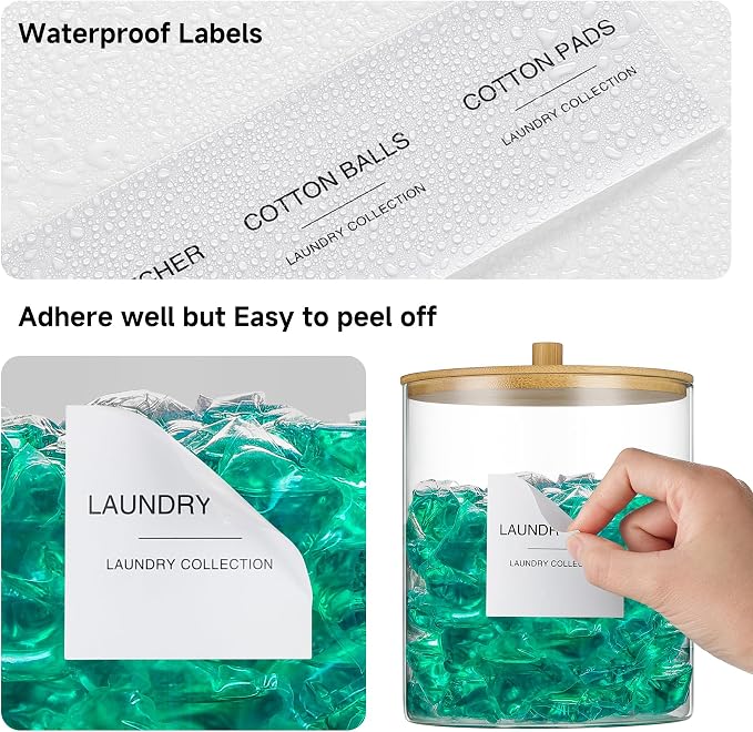 3 Pack Glass Jars and Acrylic Dryer Sheet Holder, Laundry Pods Container - Image 4