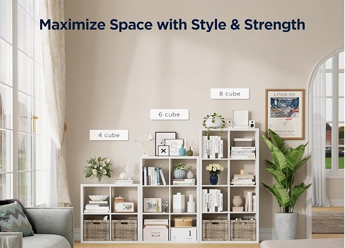 6 Cube Storage Organizer, 2x3 Cube Bookshelf, Cubby Storage Shelf, Wooden - Image 5