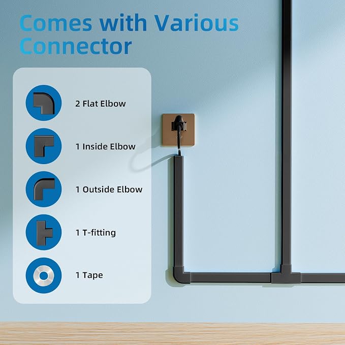 Yecaye 142in Wall Cord Hider for 2-3 Cords, On-Wall Cord Cover Channel - Image 3