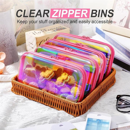 Hoolerry 4 Pcs Hard Clear Zipper Case Makeup Bags Plastic Pencil Pouch - Image 5