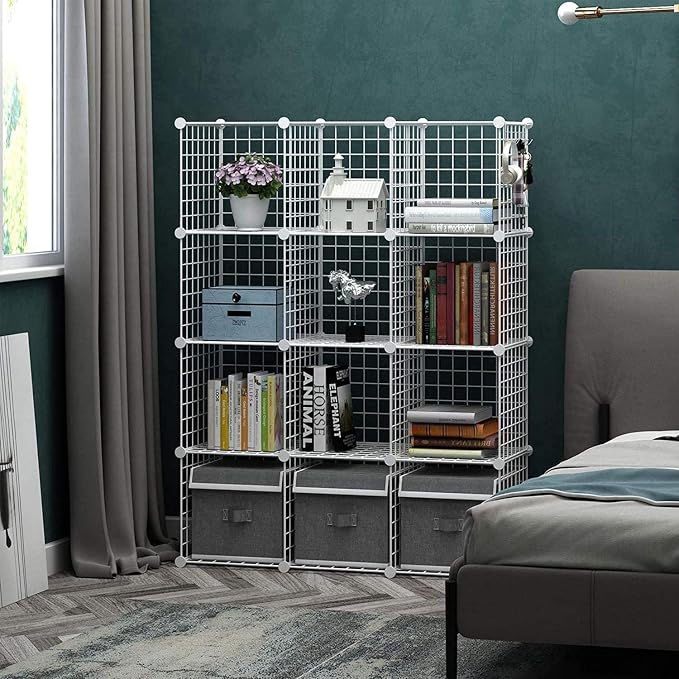 C&AHOME Wire Cube Storage, 12-Cube Storage Organizer Metal, C Grids Storage - Image 2