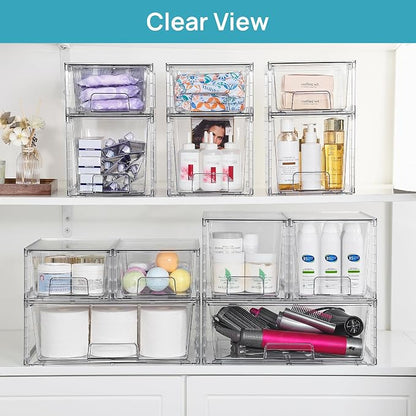 Vtopmart 7 Pack Stackable Storage Drawers, Easily Assemble Clear Plastic - Image 2