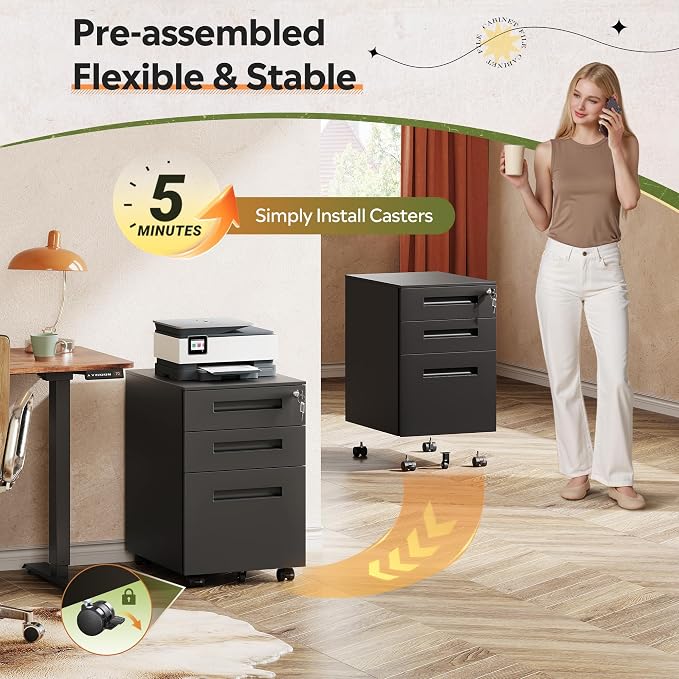 DEVAISE 3-Drawer Metal File Cabinet - Image 6