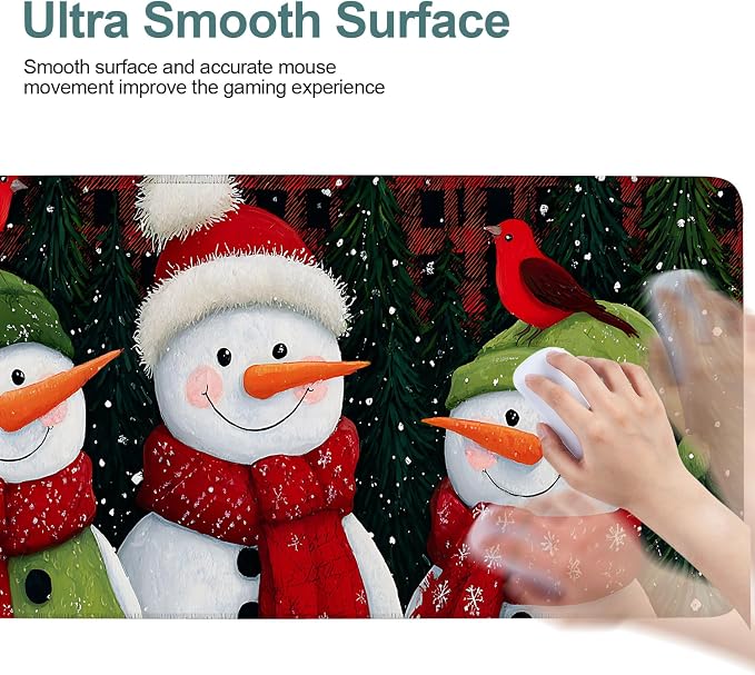 Three Snowmen Gaming Mouse Pad 31.5"x11.8"Desk Mat Anti-Slip Rubber Base & - Image 5
