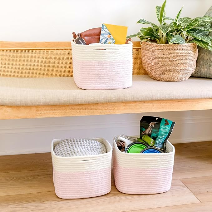 NaturalCozy Storage Cubes 9”x9”x7”Cotton Rope Woven Baskets - Image 9