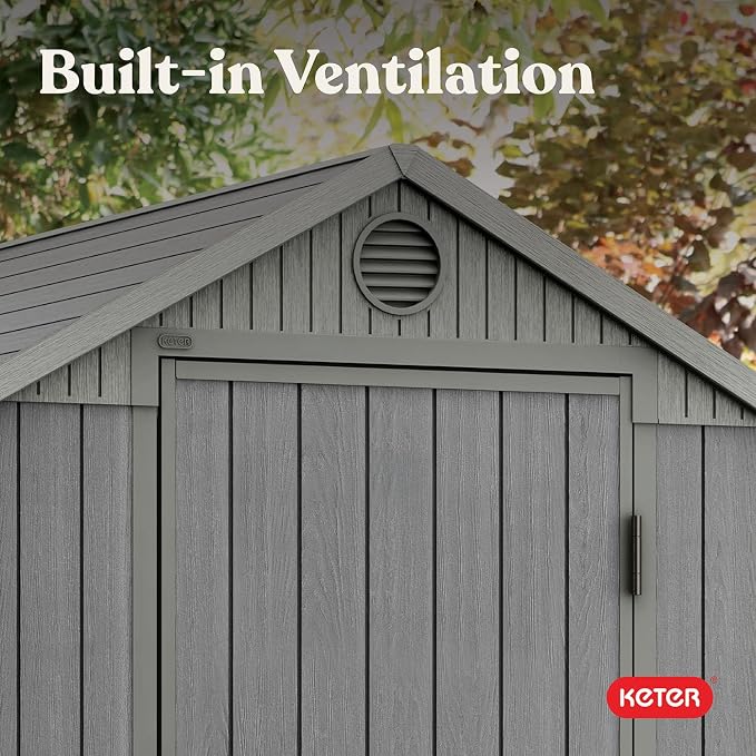 Keter Darwin 4x6 Feet Outdoor Storage Shed, Graphite Gray – Lockable Resin - Image 8