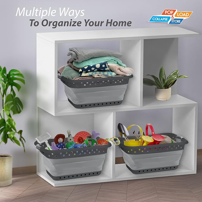 Pop & Load Collapse & Store 1 Large 25" Slim Collapsible Plastic Laundry Basket - Image 4