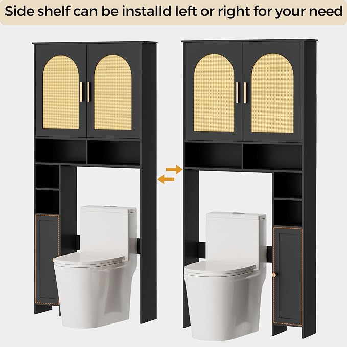 Homhedy Wooden Over The Toilet Storage Cabinet, Natural and Black | Bathroom - Image 6
