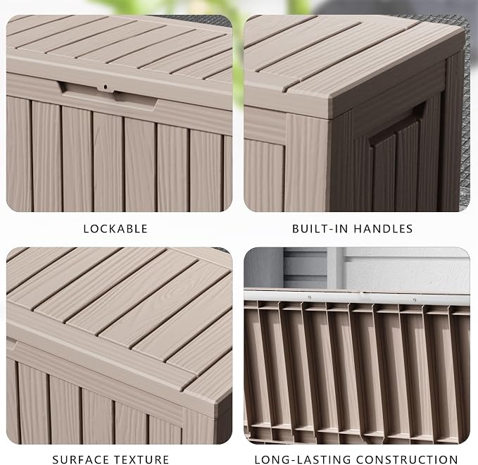 80 Gallon Waterproof Resin Deck Box, UV Resistant Outdoor Storage - Image 6
