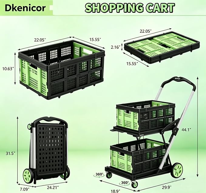 Collapsible Shopping Cart, 8-in-1 200LBS Multi Functional Utility Cart - Image 7