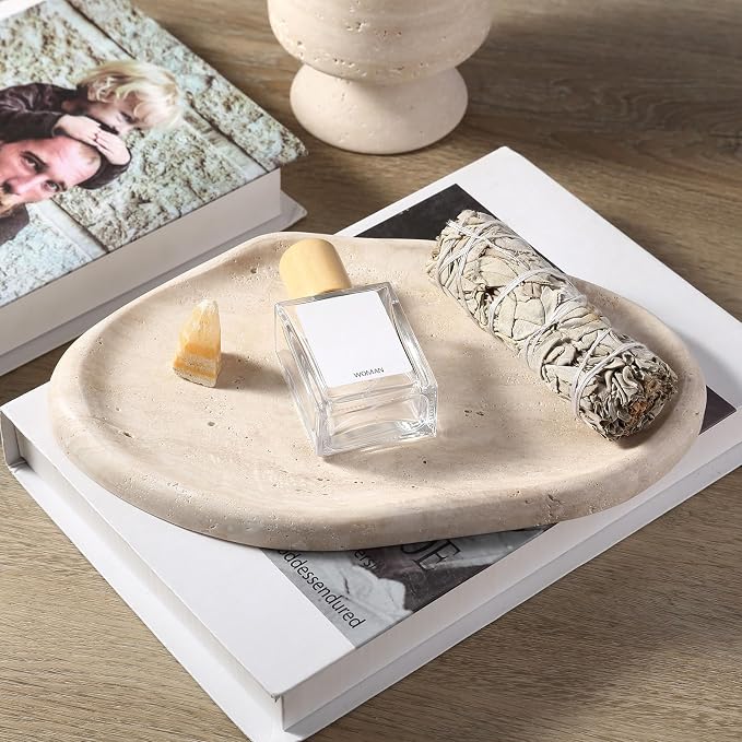 Koville Luxurious Natural Marble Vanity Tray, Cloud Shape Serving Stone Key Tray - Image 5
