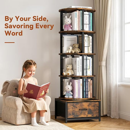 Housolution 5 Tier Rotating Bookshelf Tower - Image 6