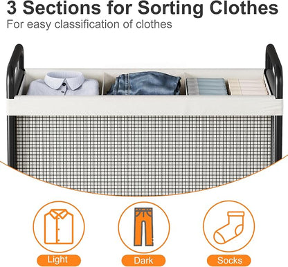 WOWLIVE Laundry Hamper 3 Section, 120L Rolling Laundry Basket - Image 5