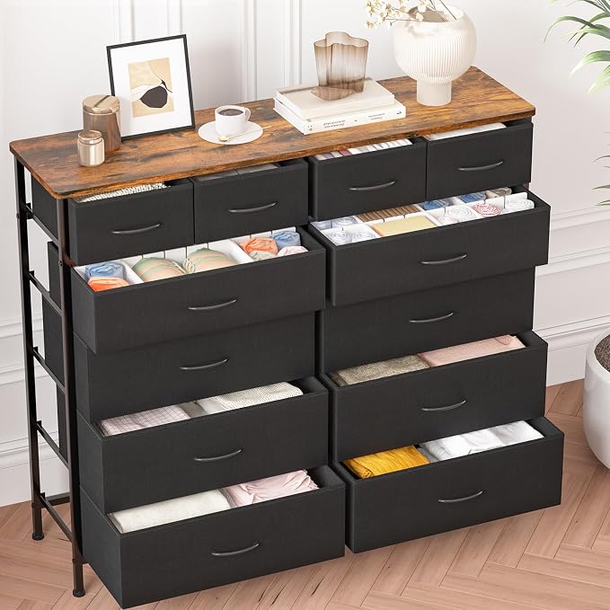 Dresser for Bedroom with 12 Drawers, Tall Fabric Drawer Dresser, Compact Chest - Image 7