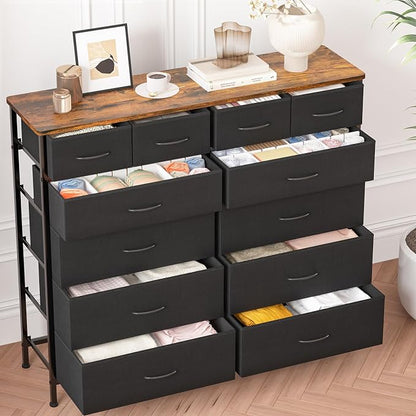 Dresser for Bedroom with 12 Drawers, Tall Fabric Drawer Dresser, Compact Chest - Image 7